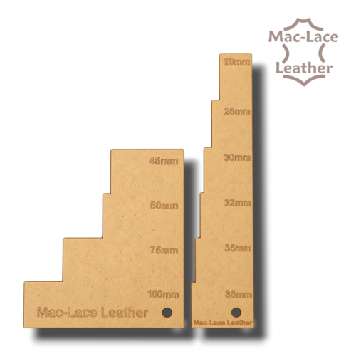 Plastic strap sizing templates for setting leather strap cutter width