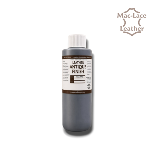 500ml MR MAC Leathercraft Antique Finish bottle for colouring leather and highlighting carved, stamped and tooled patterns.