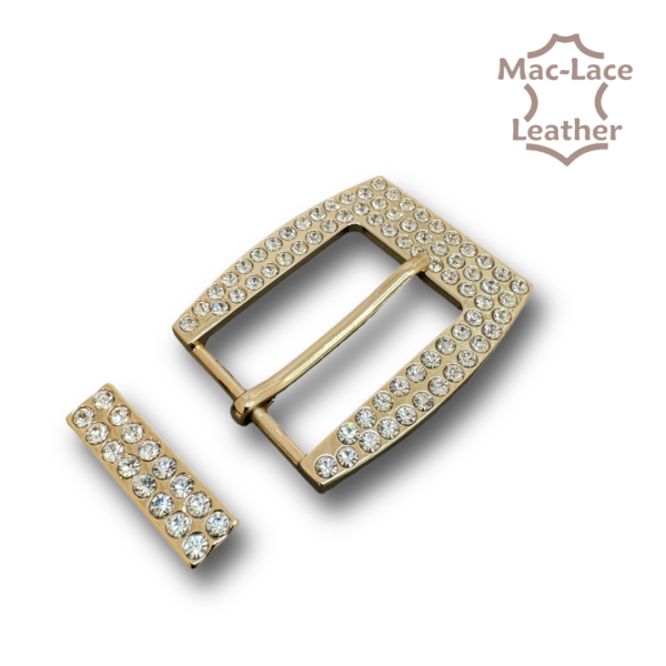 32mm Buckle Keeper Gold with Rhinestones