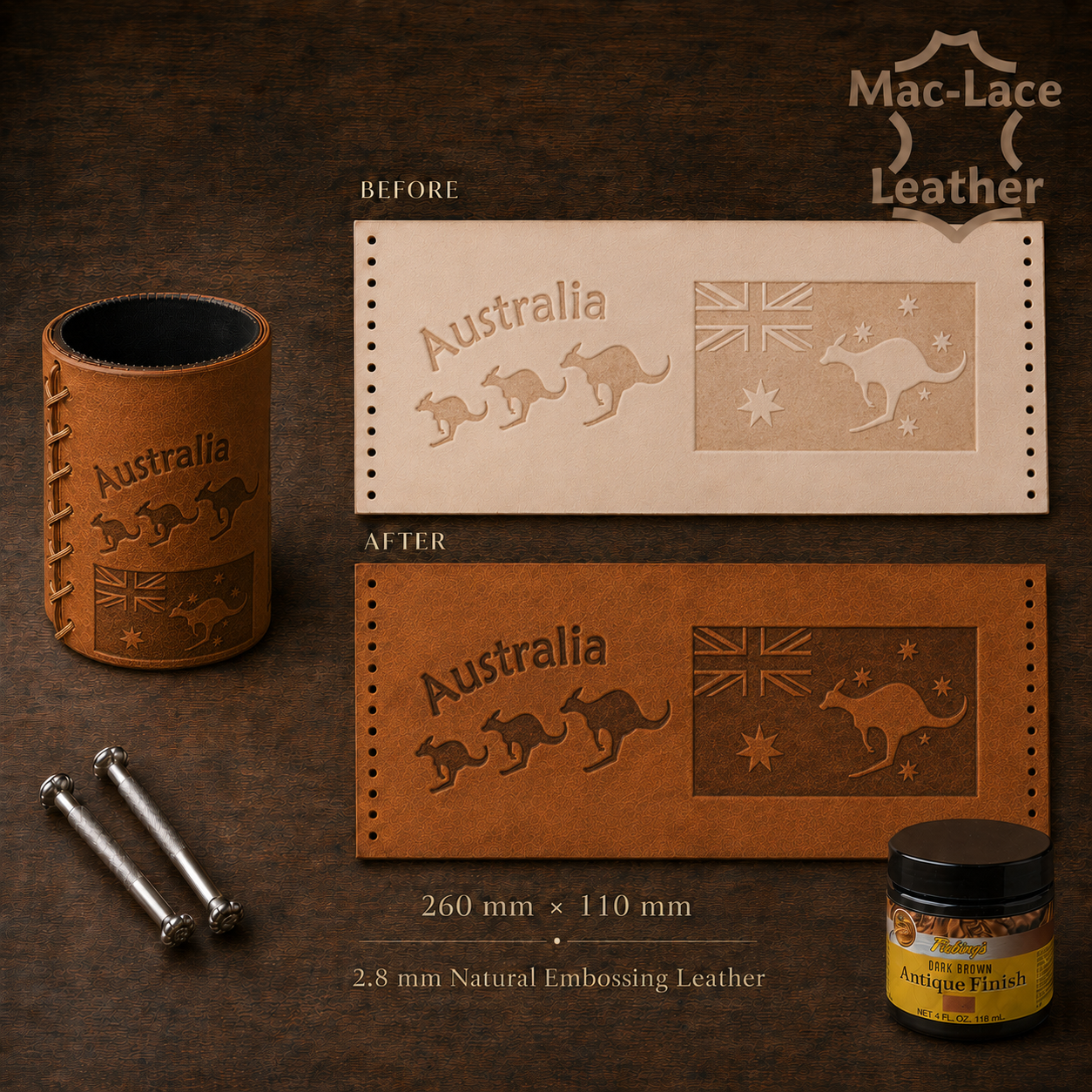 Embossed Stubby Cooler Pre Cut - Kangaroo & Flag