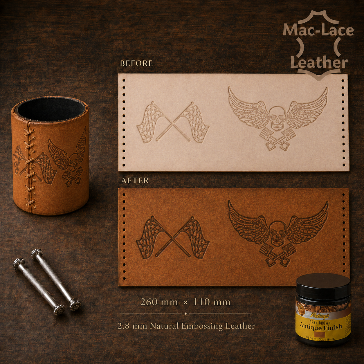 Embossed Stubby Cooler Pre Cut - Skull & Wings
