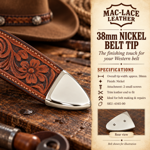 38mm nickel belt tip for finishing a leather belt end
