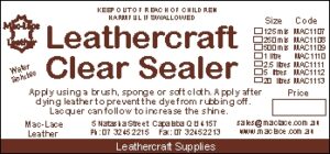 Leathercraft Clear Sealer Label