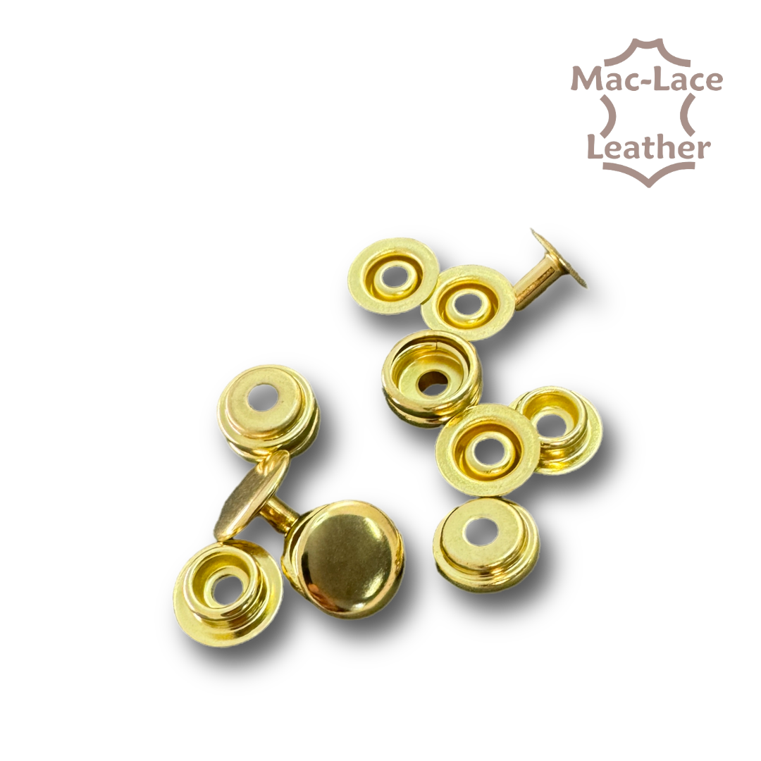 Brass Long Press Studs Pack of 10 MacLace Leather Buy Online