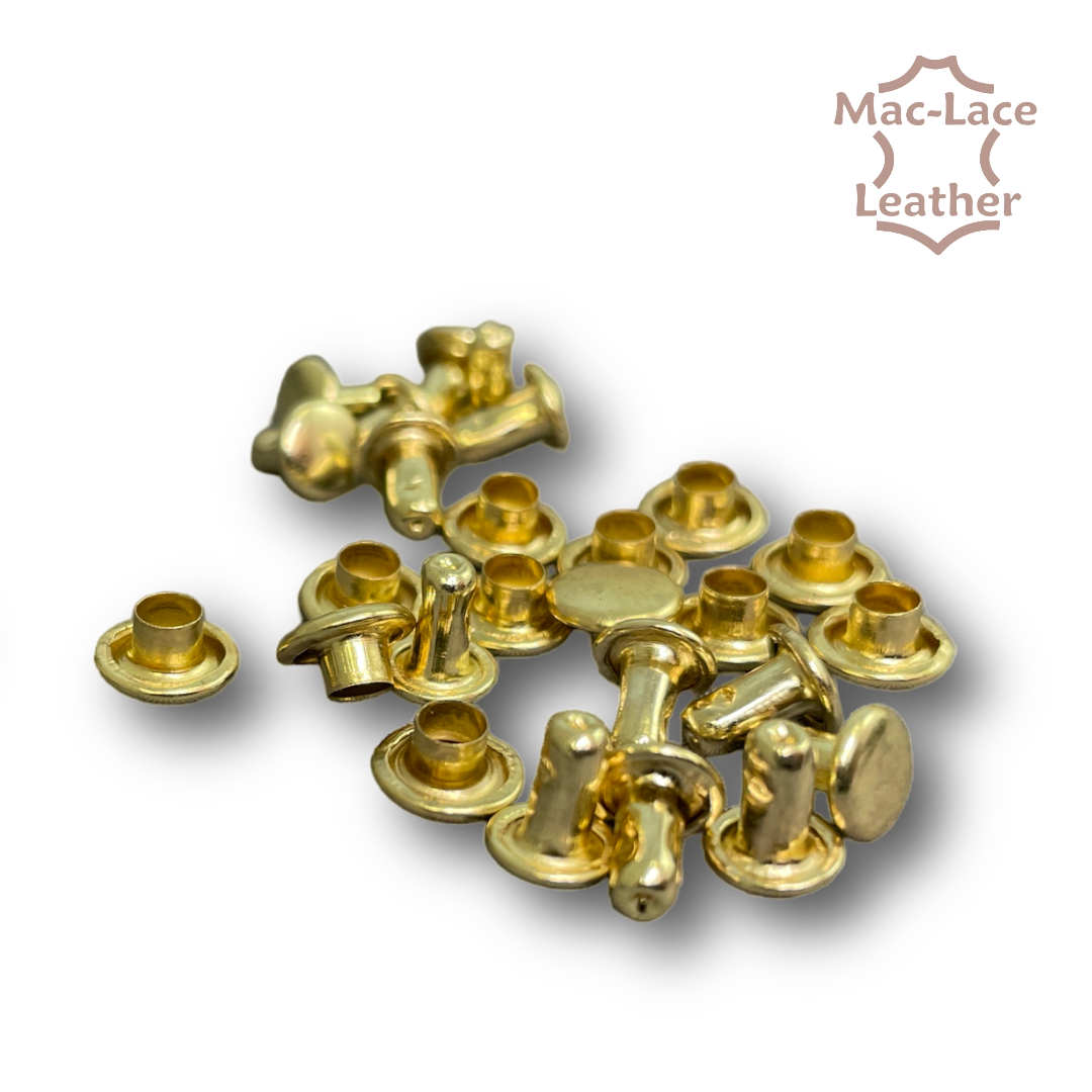 Double Cap Rivet 5mm Brass Pack of 100