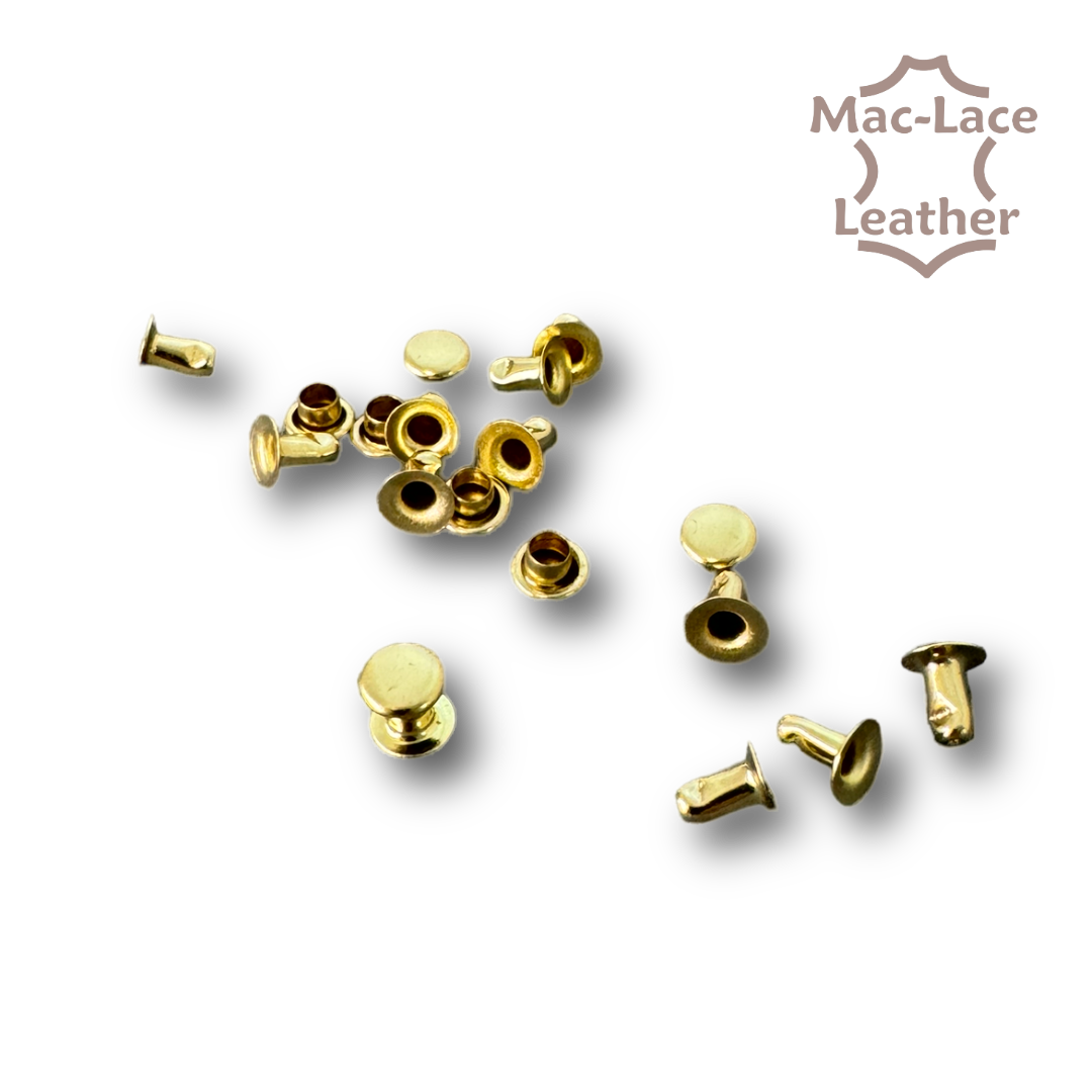 Single-Cap Rivets 5mm Brass Pack of 100 | Mac-Lace Leather | Buy Online