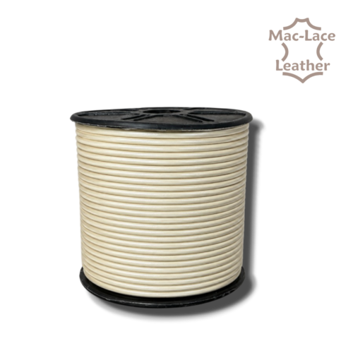 2mm round pearl leather lace supplied on a 50-metre spool for jewellery, braiding, beading and leathercraft projects.