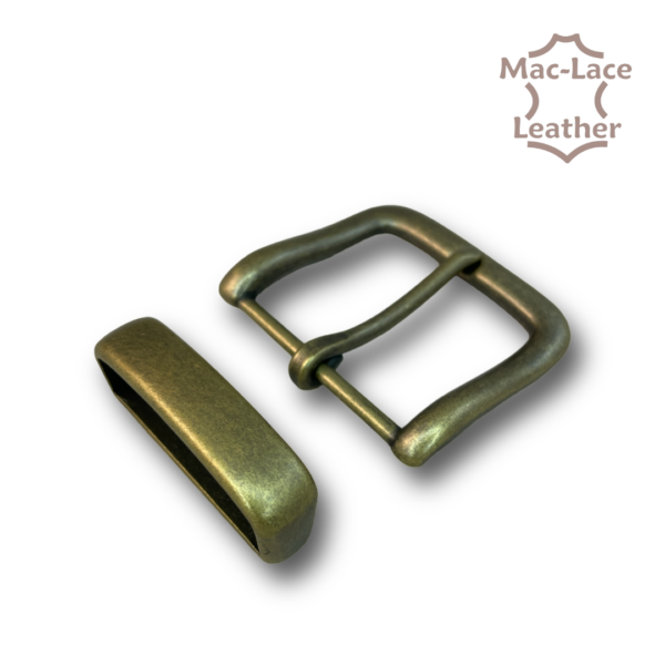 Solid Brass Belt Buckle Set - 38mm - Antique