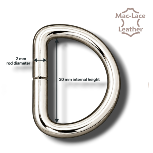 20mm non-welded nickel-plated steel D-ring for bag straps and leathercraft
