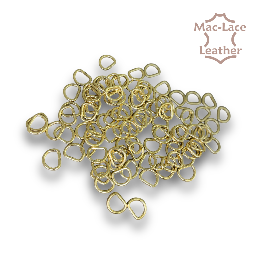 Non-Welded 13mm Gold D-Rings Pack of 100
