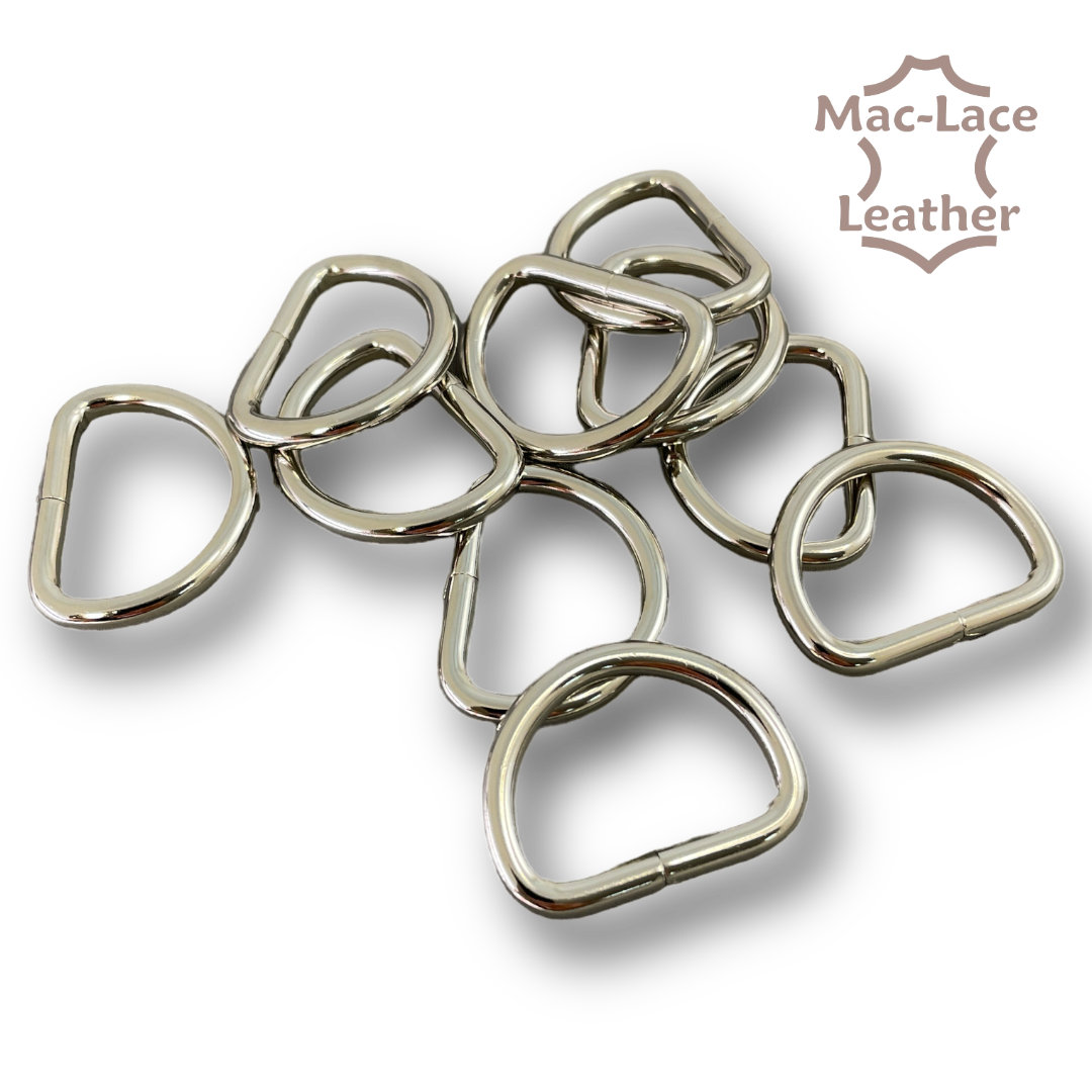 Non-Welded 25mm Nickel D-Rings Pack of 10