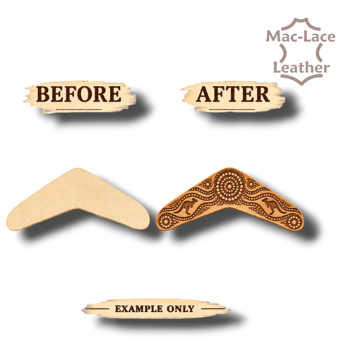 120 × 50mm natural veg-tan leather boomerang key tag