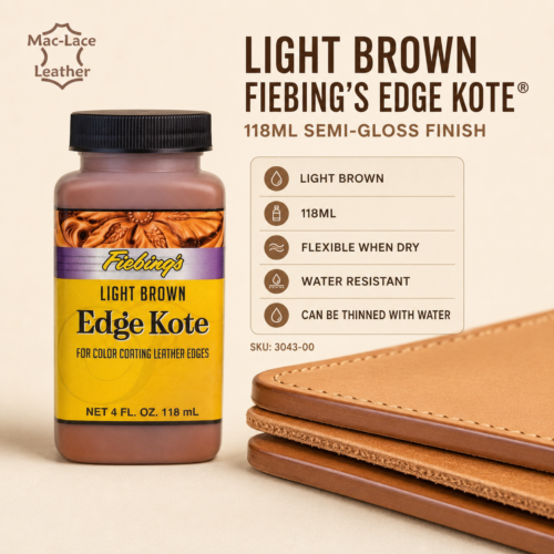 Light Brown Fiebing’s Edge Kote® 118ml flexible semi-gloss leather edge finish.