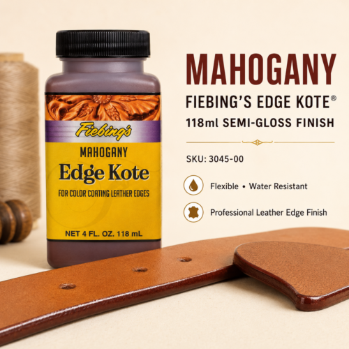 Mahogany Fiebing’s Edge Kote® 118ml flexible semi-gloss leather edge finish.
