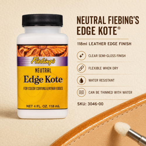 Neutral Fiebing’s Edge Kote® 118ml flexible semi-gloss leather edge finish.