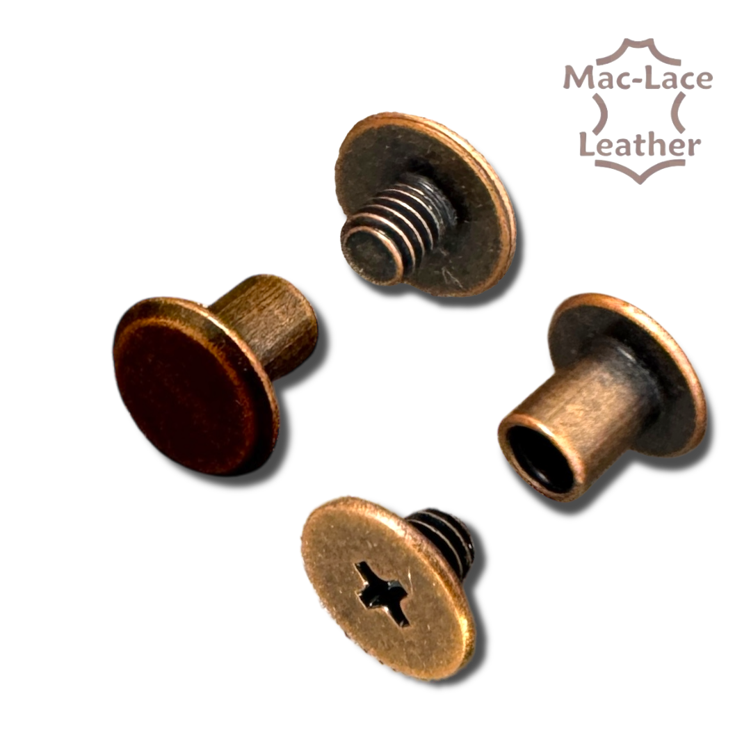 6mm 10Pk Chicago Screws Flat Top Antique Copper