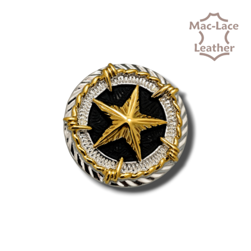 25mm Concho Star Nickel and Brass Western leathercraft hardware