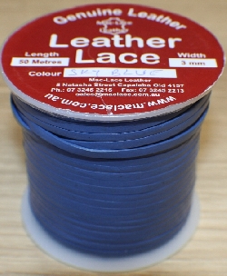 Leather Lace L/Blue 50m x 3mm