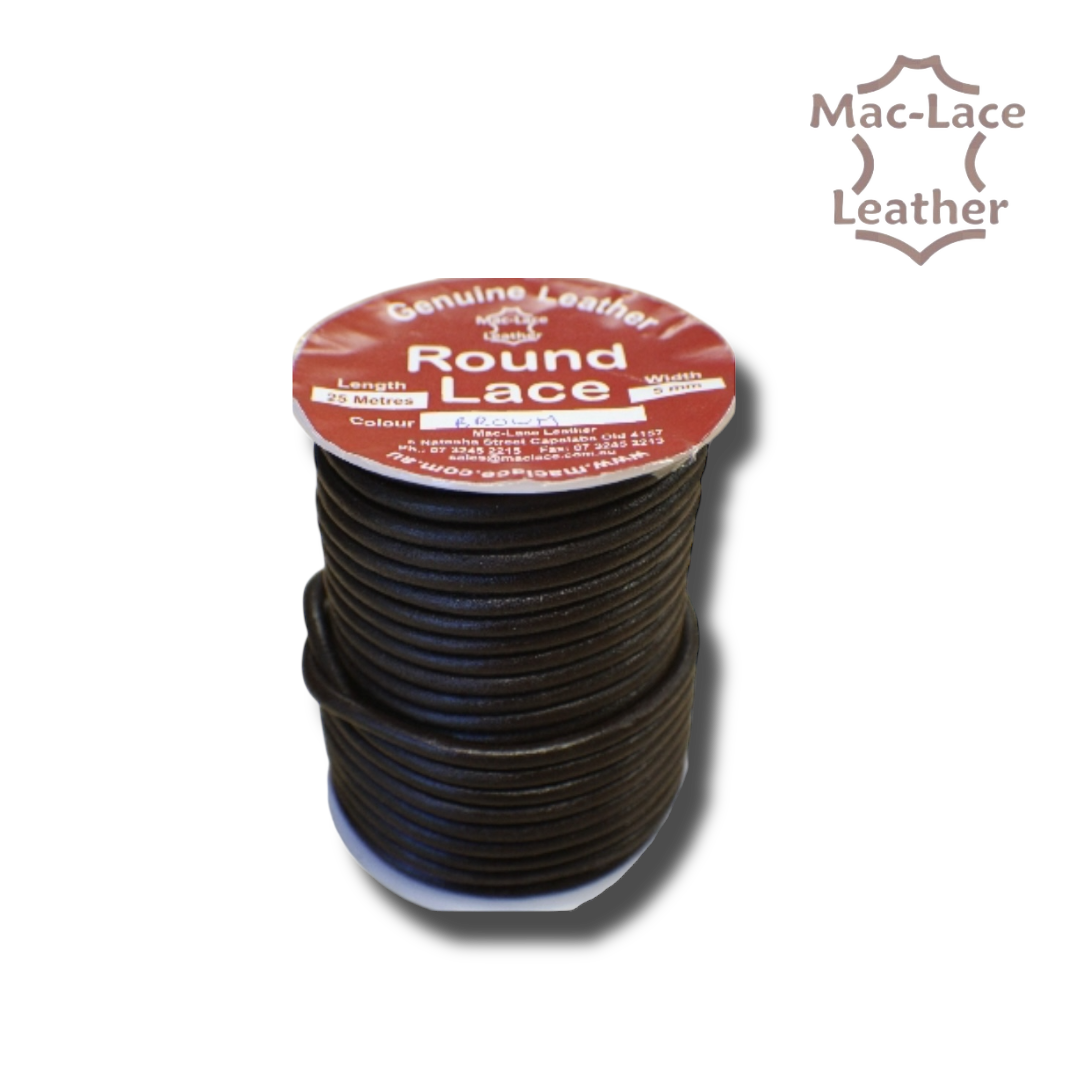 5mm Round Brown Leather-Lace x 25m