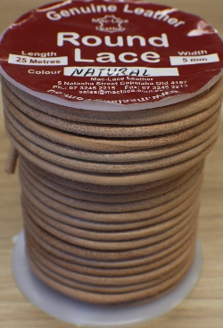 5mm Round Natural Leather-Lace x 25m