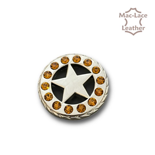 Concho Round with Star 38mm Amber