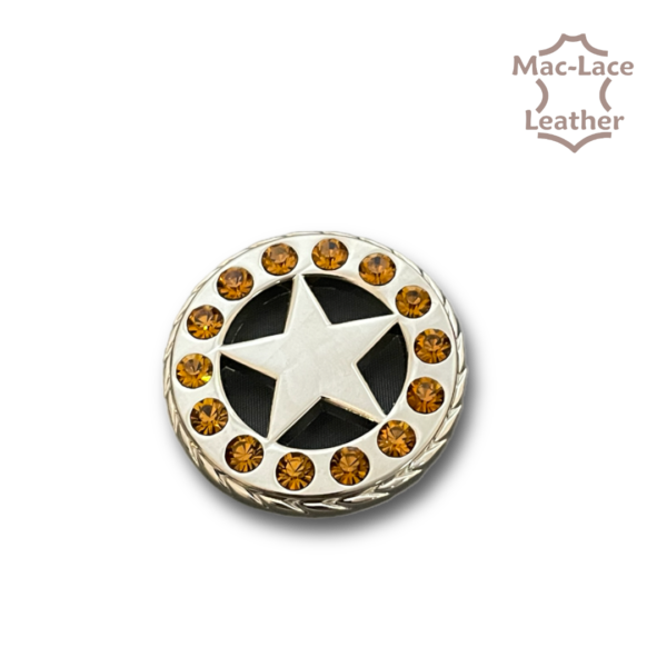 Concho Round with Star 38mm Amber