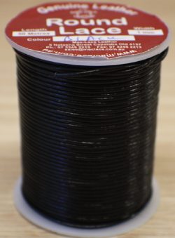 Round Black Leather Lace 1mm x 50m