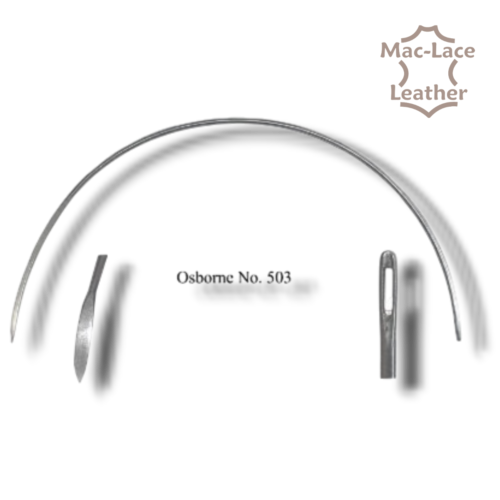 3 inch C.S. Osborne No. 503 light curved leather needle with 19-gauge flat point