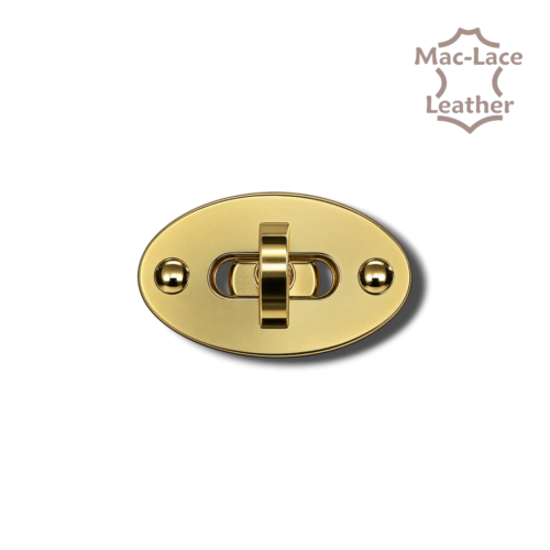 Large Oval Bag Clip in gold finish with twist-lock closure for leather handbags and purses