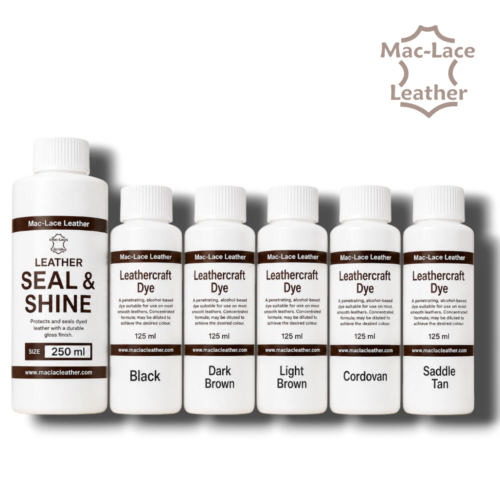 MR MAC 6 Pack Popular Leather Dye Kit with five 125 ml dyes and 250 ml Seal & Shine.