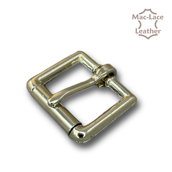 20mm Square Half-Roller Buckle - Nickel, Mac-Lace Leather
