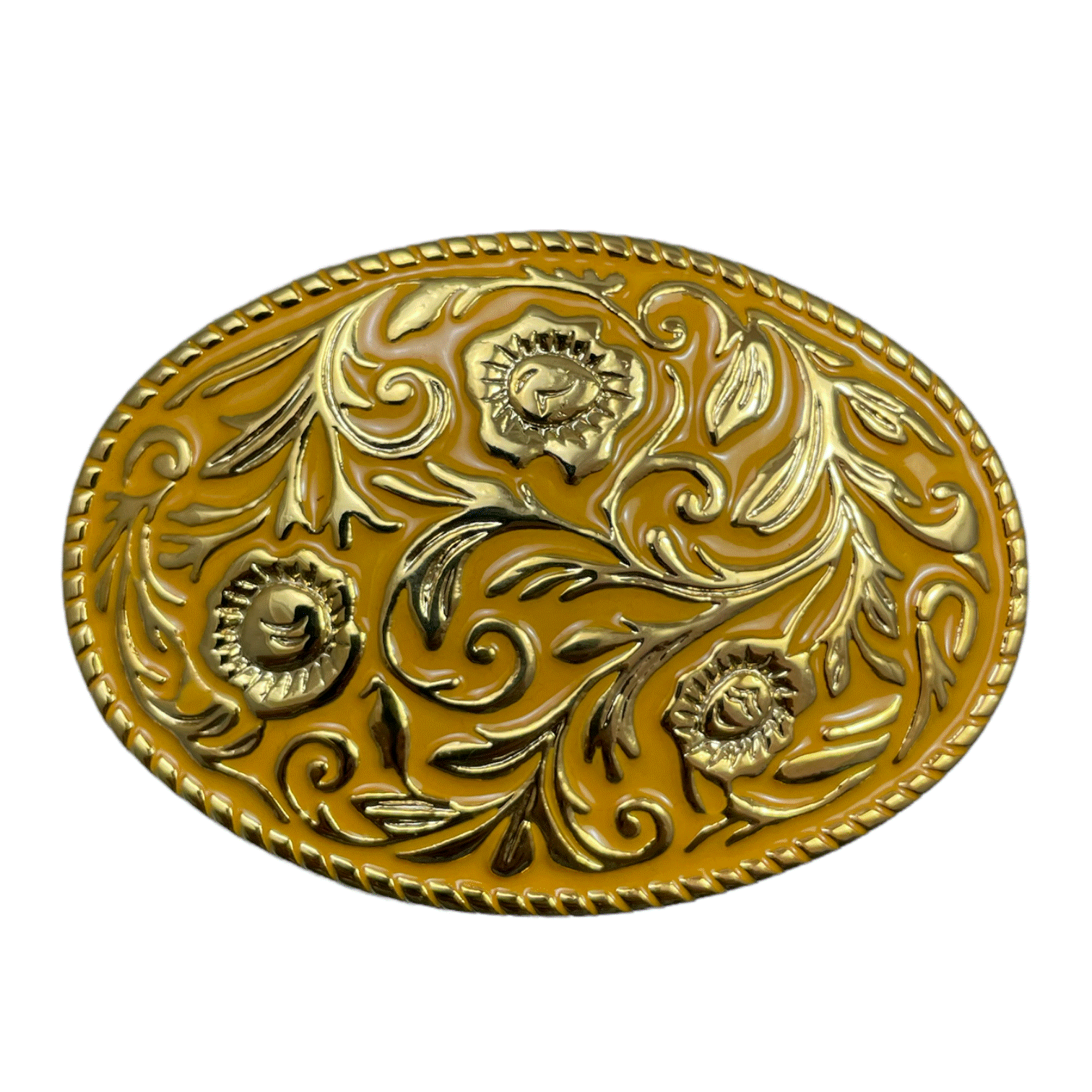 Trophy Buckle - Gold Floral - Orange | Mac-Lace Leather | Buy Online