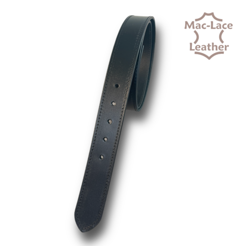 Leather Belt 32mm Black with Black Stitching - Long