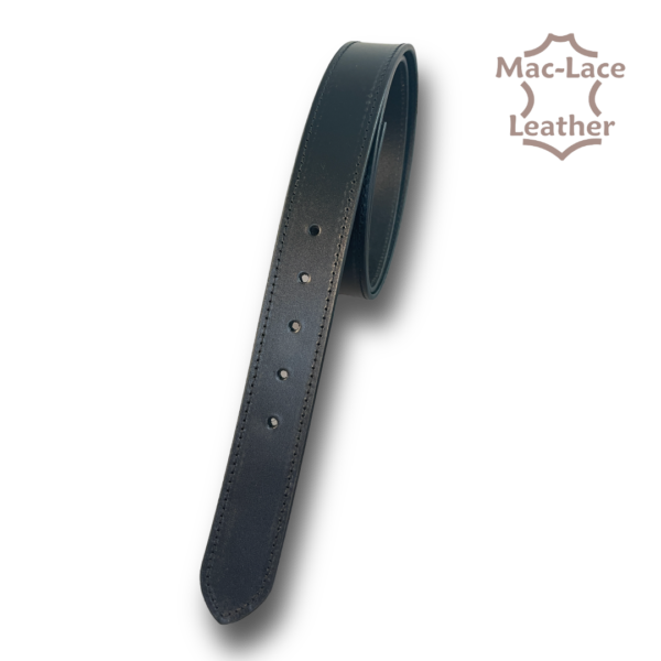 Leather Belt 32mm Black with Black Stitching - Long