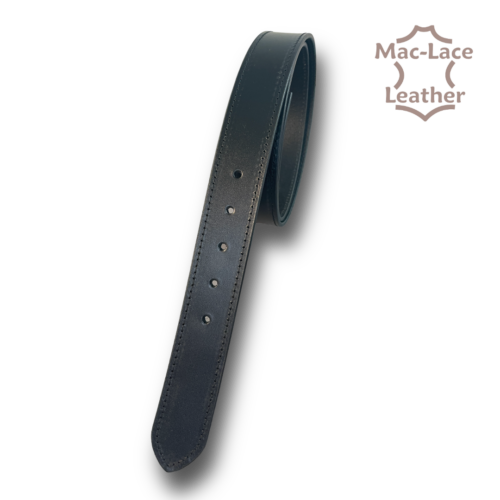 Leather Belt 38mm Black with Black Stitching - Long