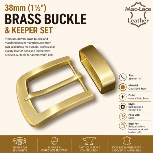 38mm solid brass belt buckle with matching keeper