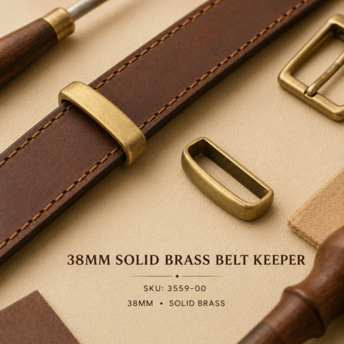 38mm solid brass belt keeper for leather belts and straps