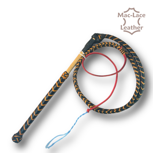 Australian Stock Whip 6-foot 16 Plait twin colour Roo hide.