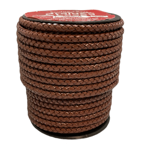 Braided Brown Leather-Cord 6mm x 25m
