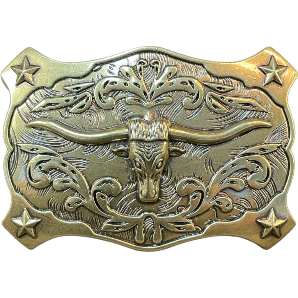 Trophy Buckle - Longhorn Antique Brass | Mac-Lace Leather | Buy Online