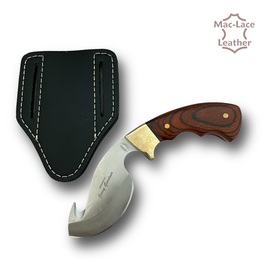 Frost Gut Hook Knife-Pouch, Mac-Lace Leather