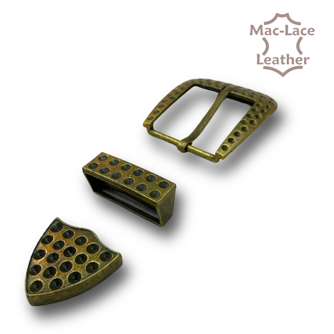 3-Piece 32mm Antique Brass Buckle
