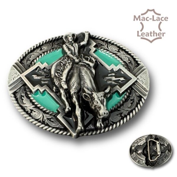 Trophy Buckle Bull Rider Turquoise Silver (5912-00)