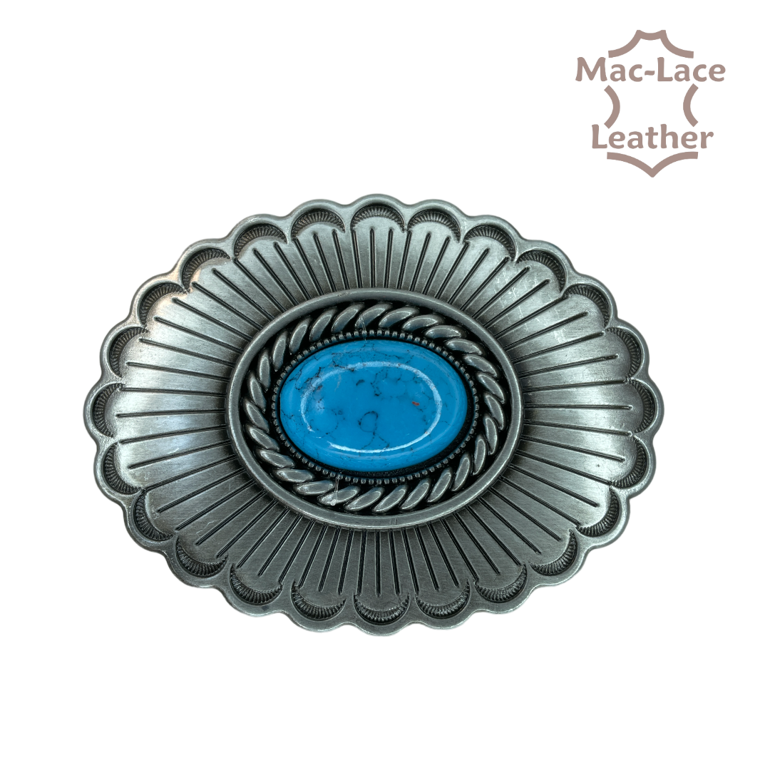 Trophy Buckle -Oval Turquoise Centre Stone