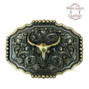 Trophy Buckle - Bull Skull Antique Brass
