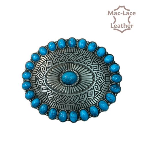 Trophy Buckle - Oval Turquoise with edge stones