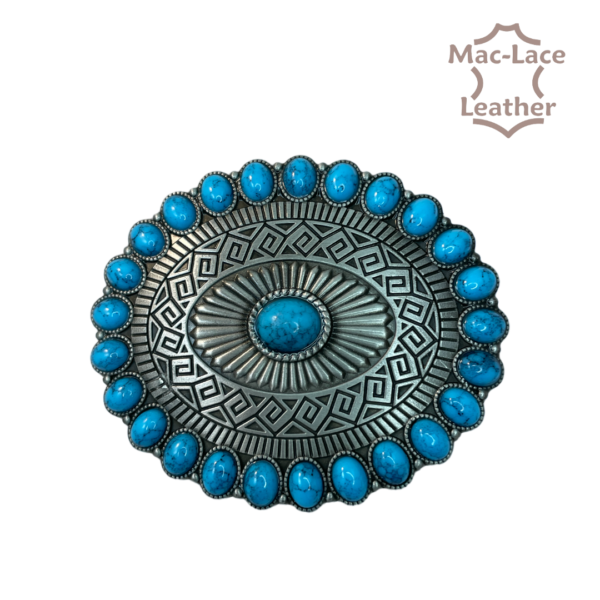 Trophy Buckle - Oval Turquoise with edge stones