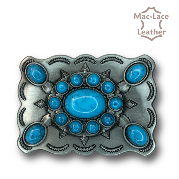 Trophy Buckle - Western with Turquoise Corner Stones