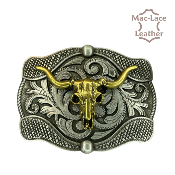 Trophy Buckle - Brass Longhorn-Skull