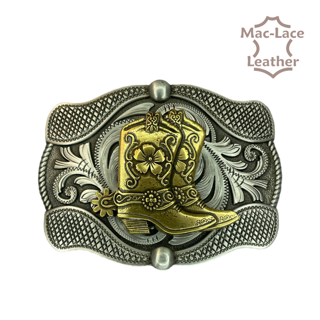 Trophy Buckle - Cowboy Boots Brass, Mac-Lace Leather